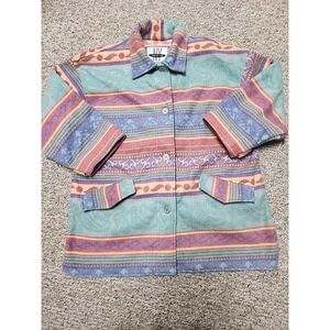 Vintage 90s Fleece Jacket by NY 10018 One Size‎ Pastel Silver Buttons Pockets